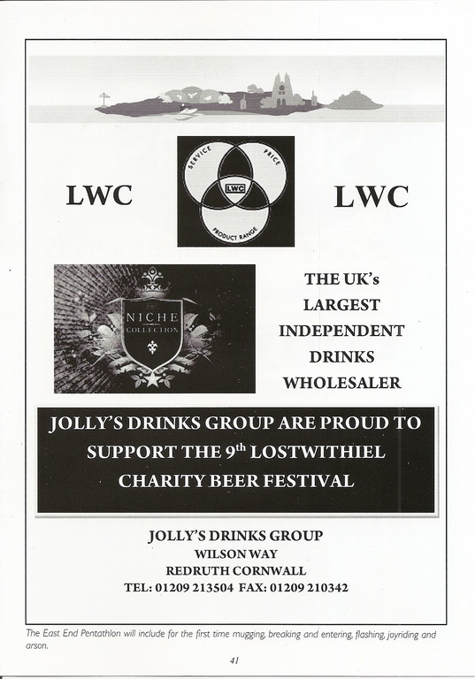 9th (2012) Lostwithiel Charity Beer Festival Programme